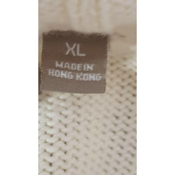 Vintage Cardigan Sweater XL Ivory Nordic Fair Isle Snowflake Zip Up Grandpa - Picture 7 of 9